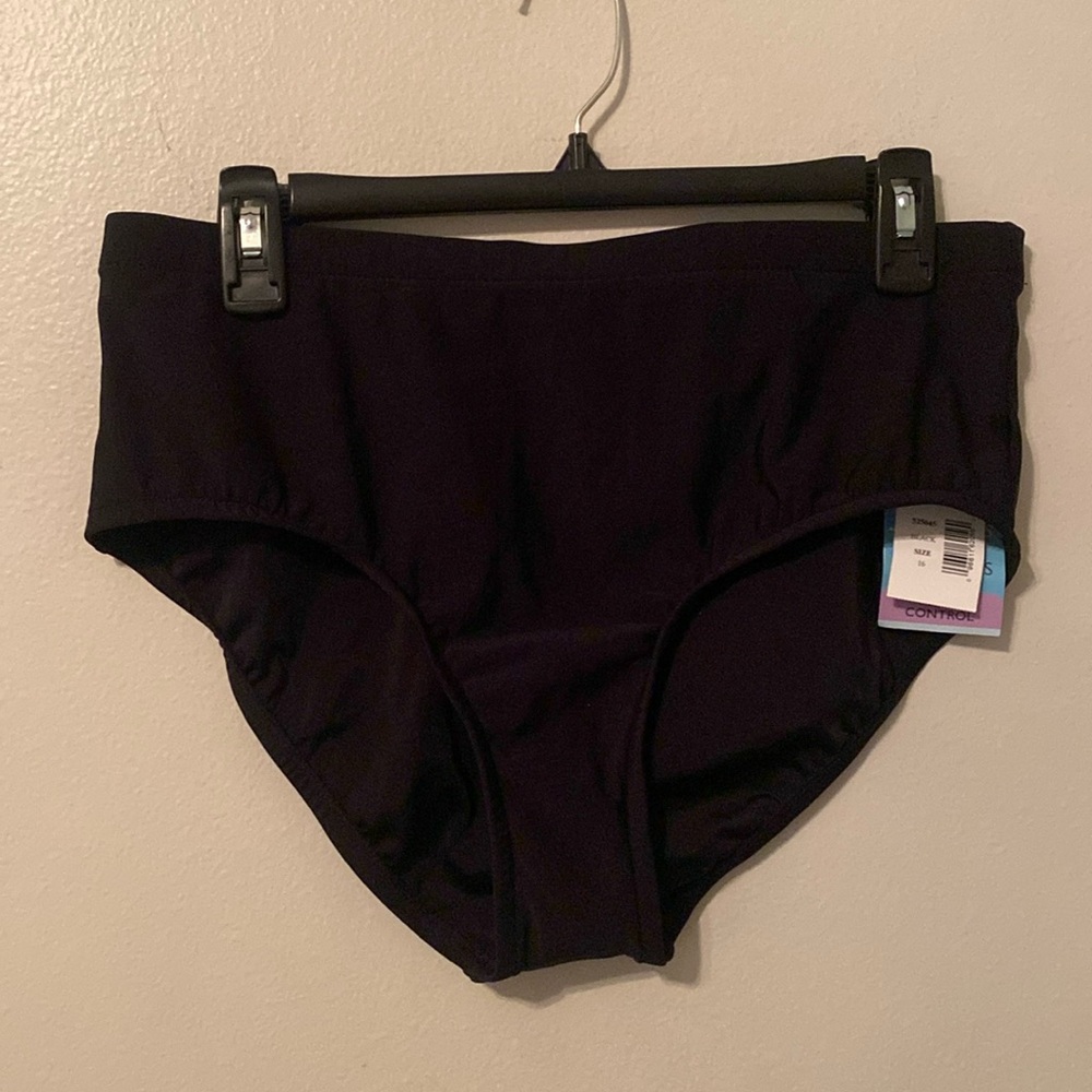 Swim Solutions Separates Tummy Control Black Basic Brief [Size: 16]